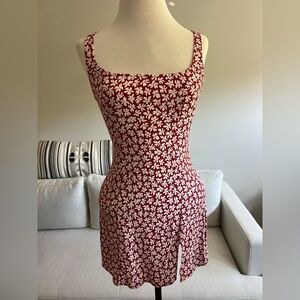 Reformation Noha Floral Mini Dress Red